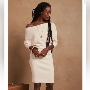NWT Banana Republic Cream Long Sleeve Sweater Dress